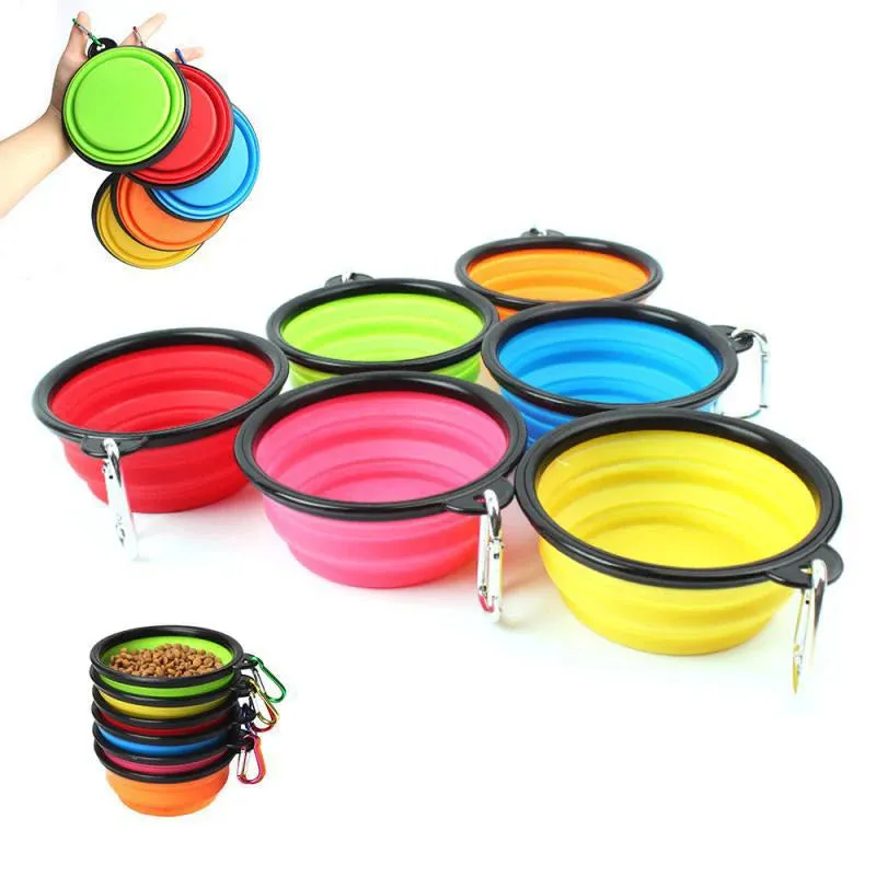 Folding Portable Silicone Dog Feeder Bowl 2-in-1