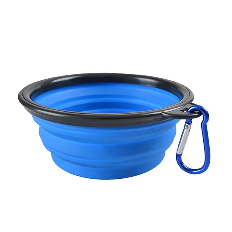 Folding Portable Silicone Dog Feeder Bowl 2-in-1