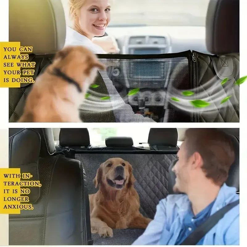 Waterproof Dog Car Seat Cover with Mesh Window